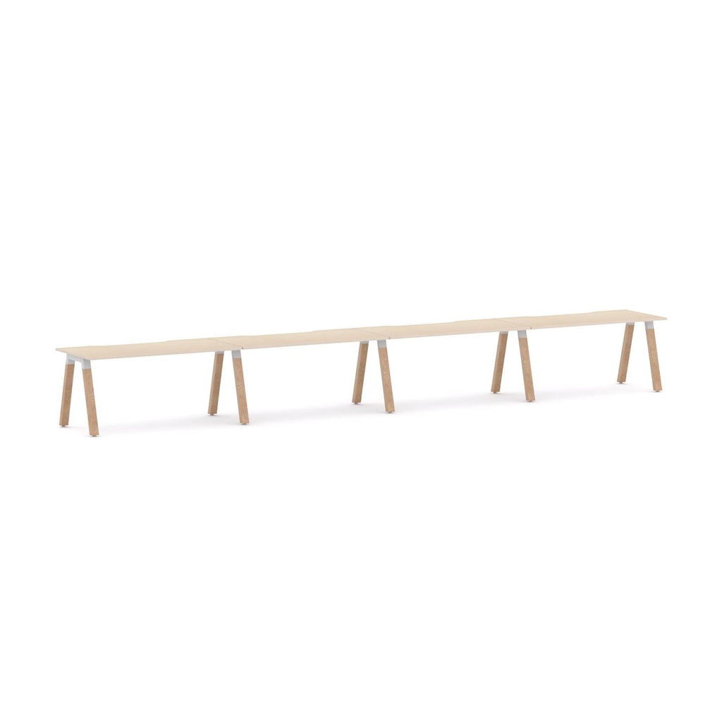 Plantation 4-User Single-Sided Workstation — White, Nordic Maple