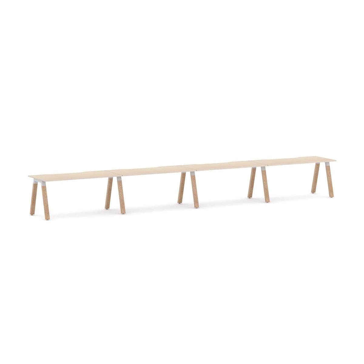 Plantation 4-User Single-Sided Workstation — White, Nordic Maple