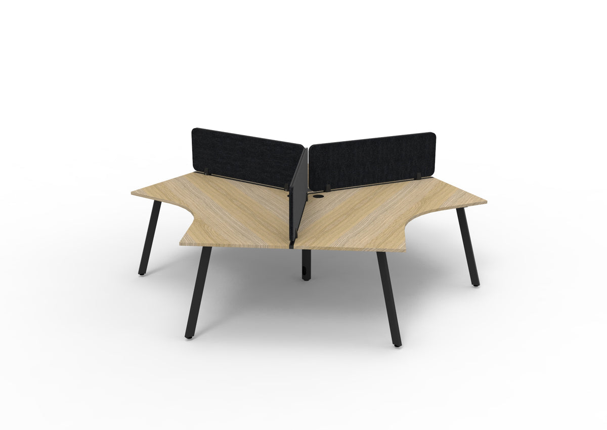 Infinity 120 Degree Eternity Leg Workstation - Eco Panel Screen - Natural Oak Top & Black Base - Black