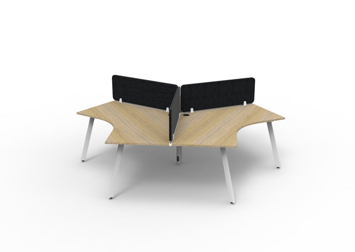 Infinity 120 Degree Eternity Leg Workstation - Eco Panel Screen - Natural Oak Top & White Base - Black