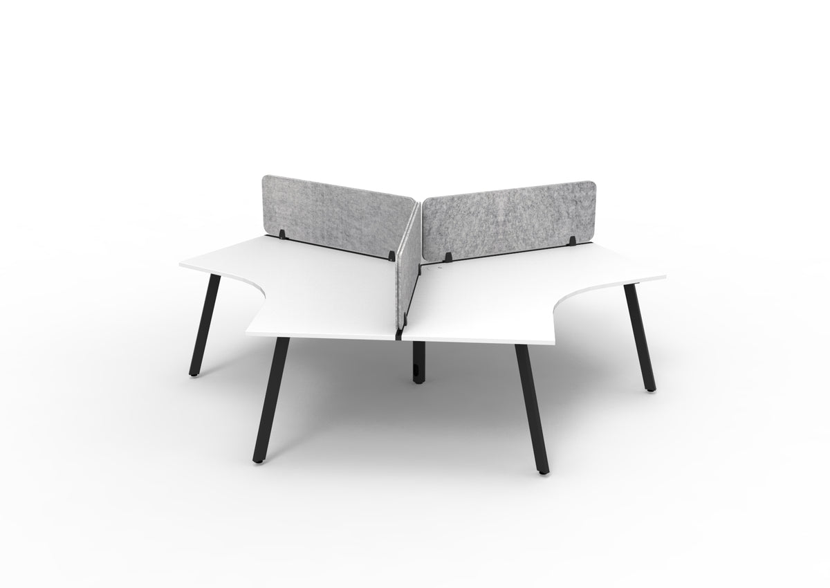 Infinity 120 Degree Eternity Leg Workstation - Eco Panel Screen - Natural White Top & Black Base - Marble Grey