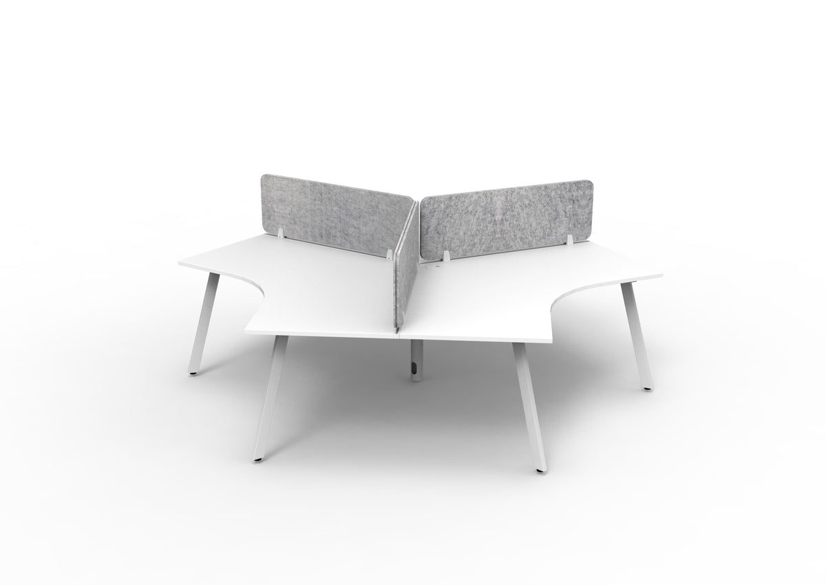 Infinity 120 Degree Eternity Leg Workstation - Eco Panel Screen - Natural White Top & White Base - Marble Grey
