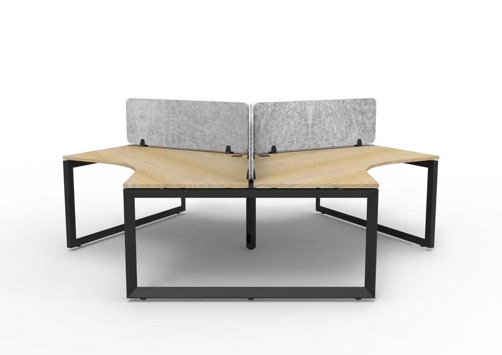 Infinity 120 Degree Loop Leg Workstation - Eco Panel Screen - Natural Oak Top & Black Base - Marble Grey