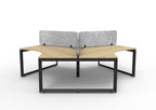 Infinity 120 Degree Loop Leg Workstation - Eco Panel Screen - Natural Oak Top & Black Base - Marble Grey