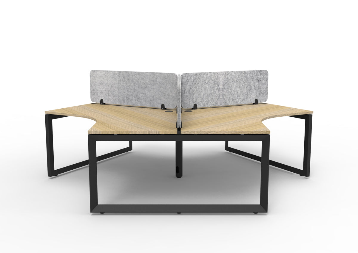 Infinity 120 Degree Loop Leg Workstation - Eco Panel Screen - Natural Oak Top & Black Base - Marble Grey