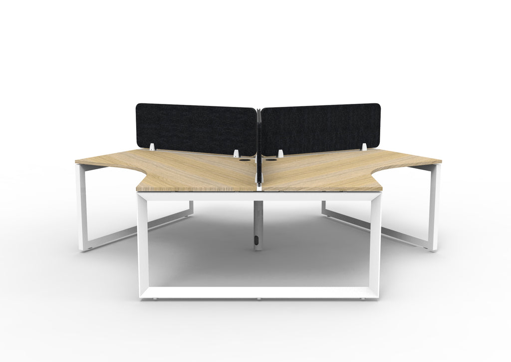 Infinity 120 Degree Loop Leg Workstation - Eco Panel Screen - Natural Oak Top & White Base - Black