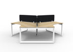 Infinity 120 Degree Loop Leg Workstation - Eco Panel Screen - Natural Oak Top & White Base - Black