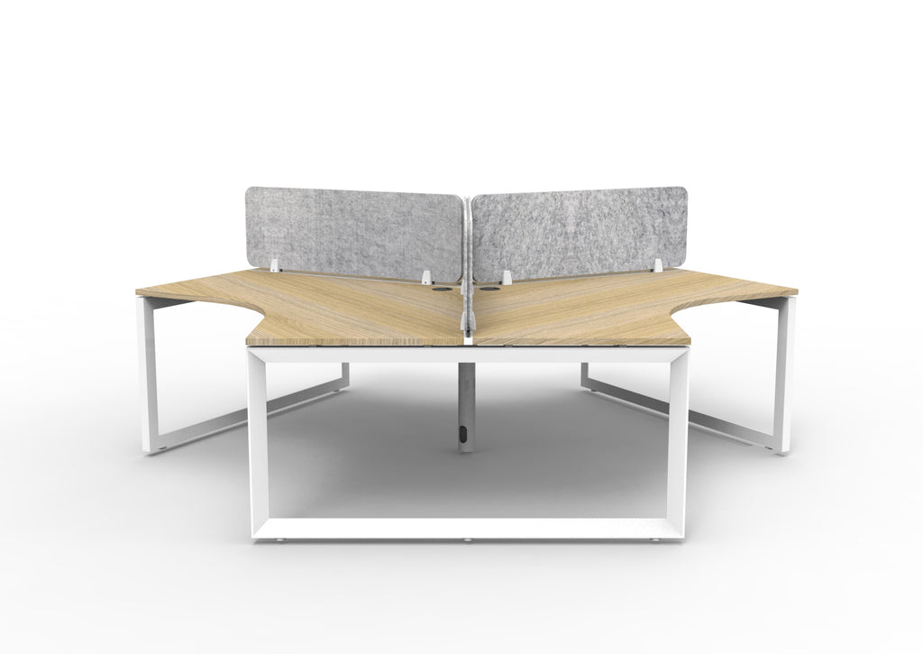 Infinity 120 Degree Loop Leg Workstation - Eco Panel Screen - Natural Oak Top & White Base - Marble Grey