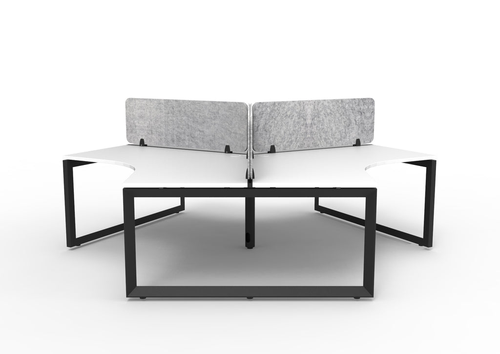 Infinity 120 Degree Loop Leg Workstation - Eco Panel Screen - Natural White Top & Black Base - Marble Grey