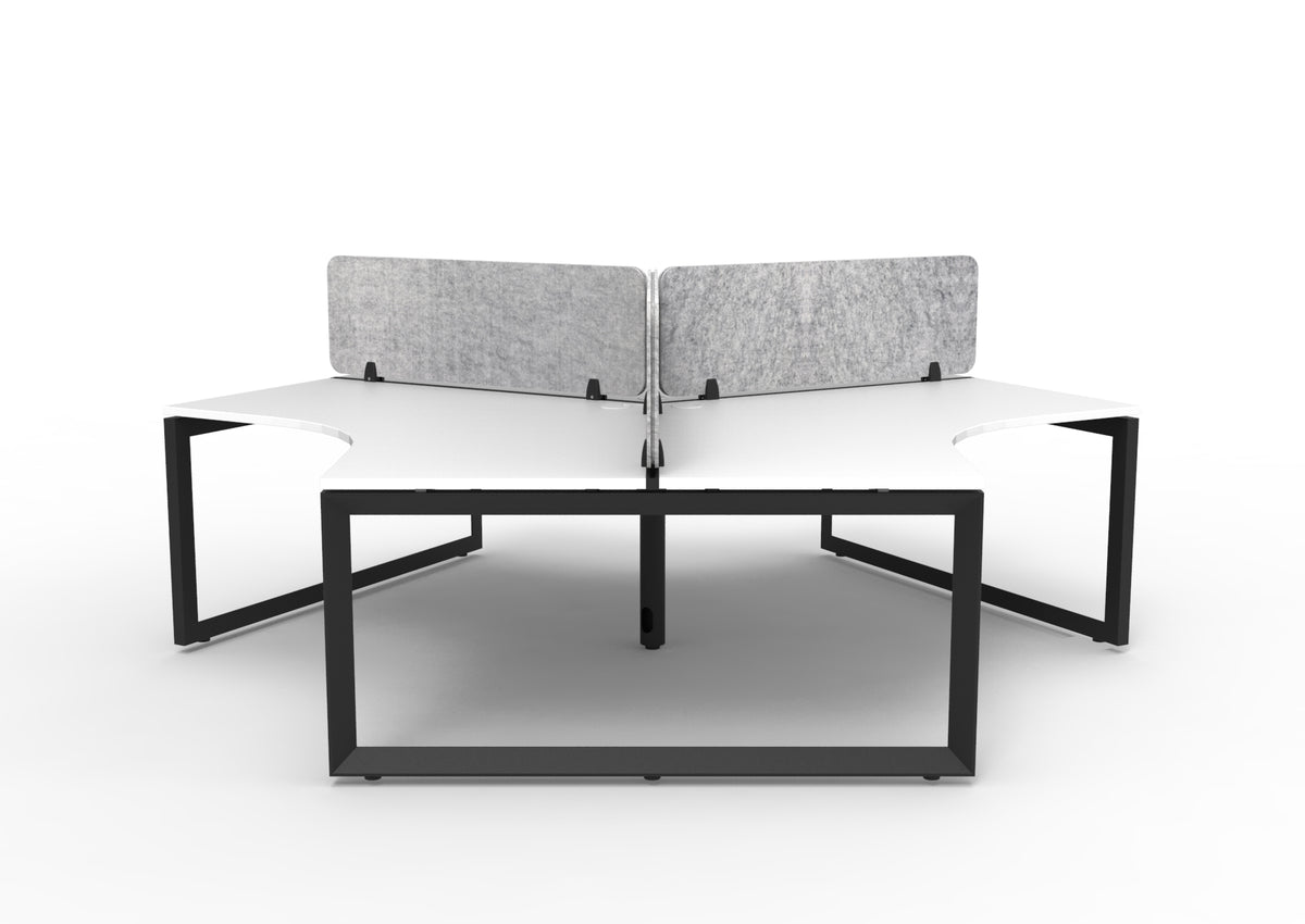 Infinity 120 Degree Loop Leg Workstation - Eco Panel Screen - Natural White Top & Black Base - Marble Grey