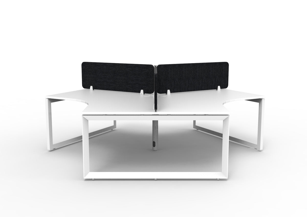Infinity 120 Degree Loop Leg Workstation - Eco Panel Screen - Natural White Top & White Base - Black