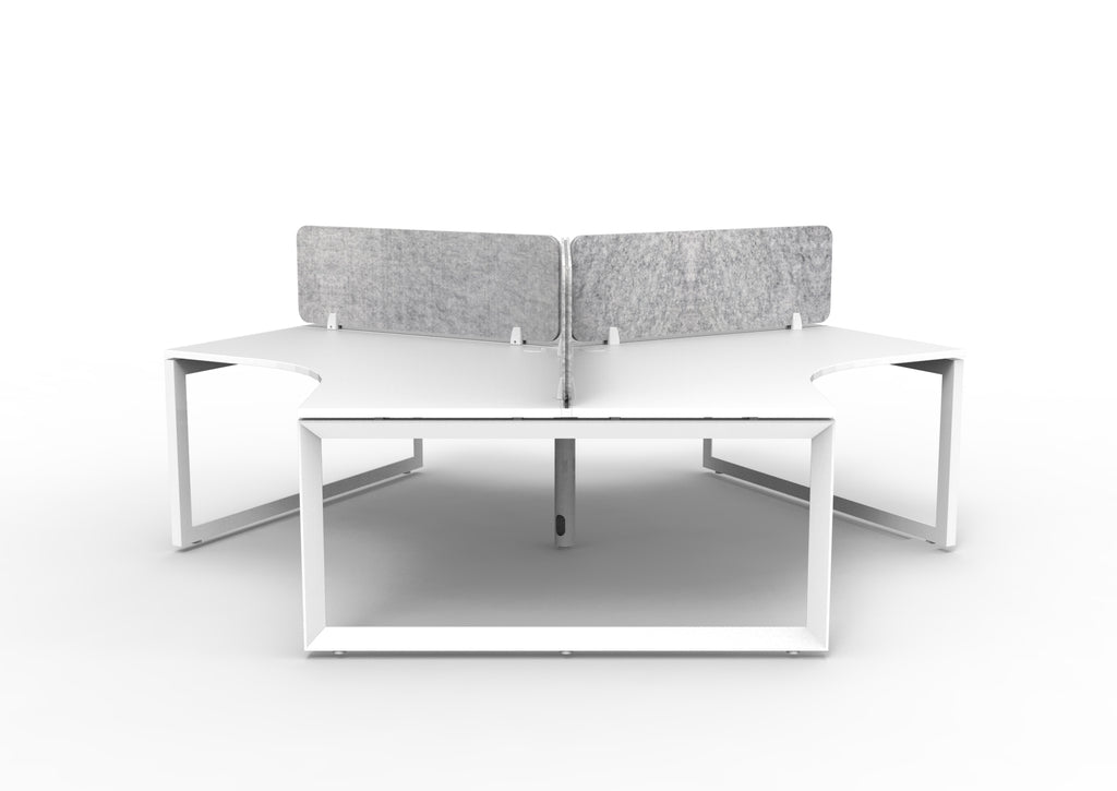 Infinity 120 Degree Loop Leg Workstation - Eco Panel Screen - Natural White Top & White Base - Marble Grey