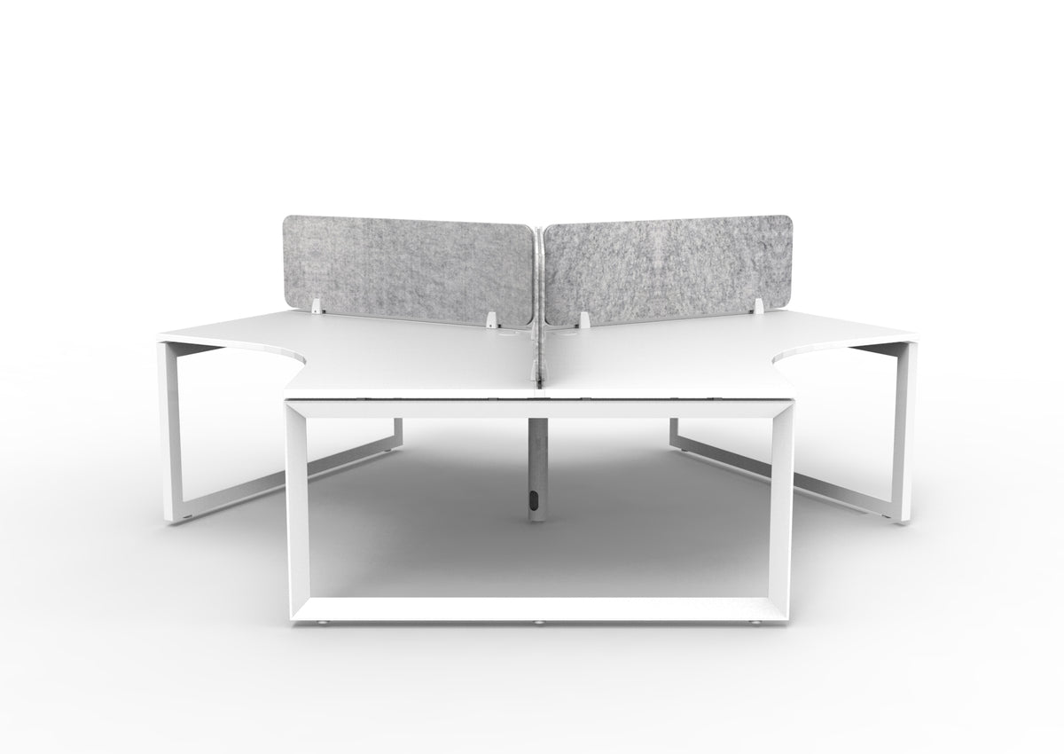 Infinity 120 Degree Loop Leg Workstation - Eco Panel Screen - Natural White Top & White Base - Marble Grey