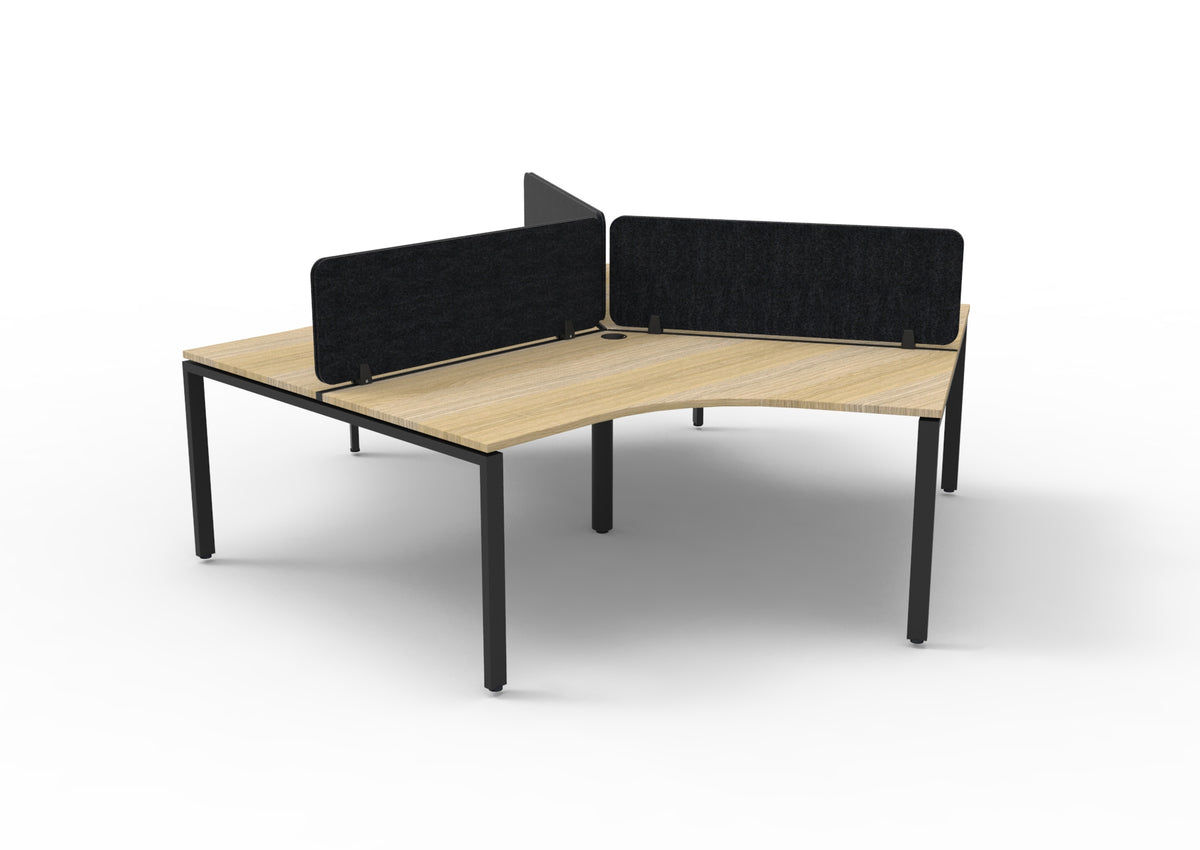 Infinity 120 Degree Profile Leg Workstation - Eco Panel Screen - Natural Oak Top & Black Base - Black