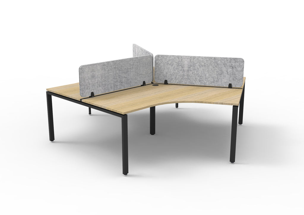 Infinity 120 Degree Profile Leg Workstation - Eco Panel Screen - Natural Oak Top & Black Base - Marble Grey