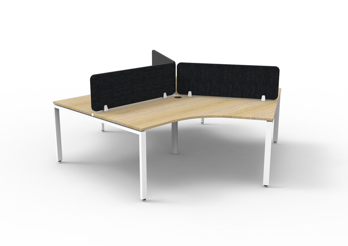Infinity 120 Degree Profile Leg Workstation - Eco Panel Screen - Natural Oak Top & White Base - Black