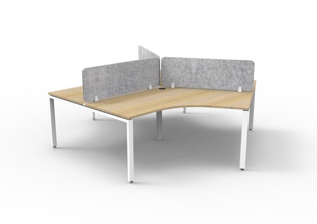 Infinity 120 Degree Profile Leg Workstation - Eco Panel Screen - Natural Oak Top & White Base - Marble Grey
