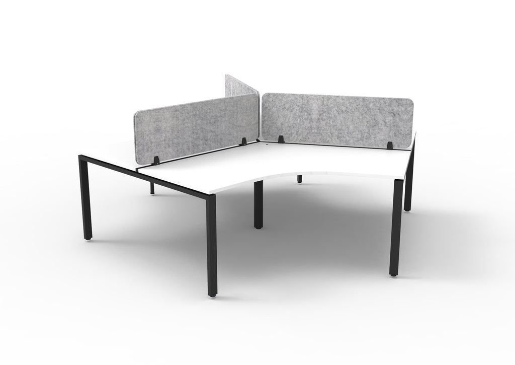 Infinity 120 Degree Profile Leg Workstation - Eco Panel Screen - Natural White Top & Black Base - Marble Grey