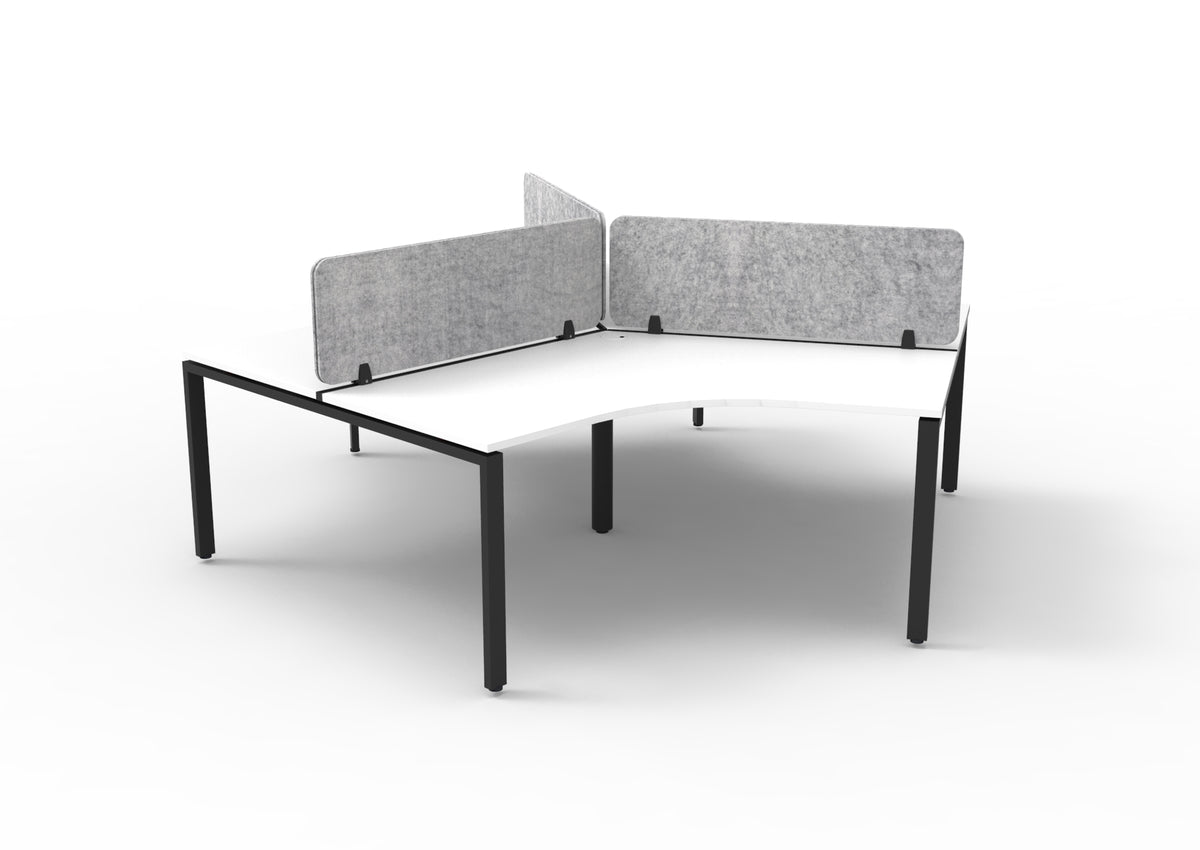 Infinity 120 Degree Profile Leg Workstation - Eco Panel Screen - Natural White Top & Black Base - Marble Grey