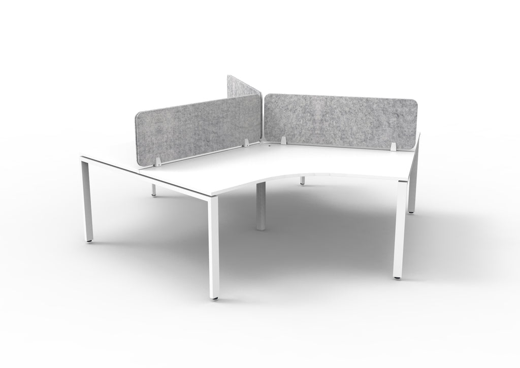 Infinity 120 Degree Profile Leg Workstation - Eco Panel Screen - Natural White Top & White Base - Marble Grey