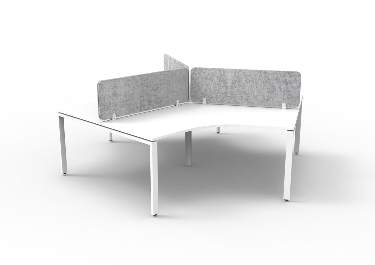 Infinity 120 Degree Profile Leg Workstation - Eco Panel Screen - Natural White Top & White Base - Marble Grey