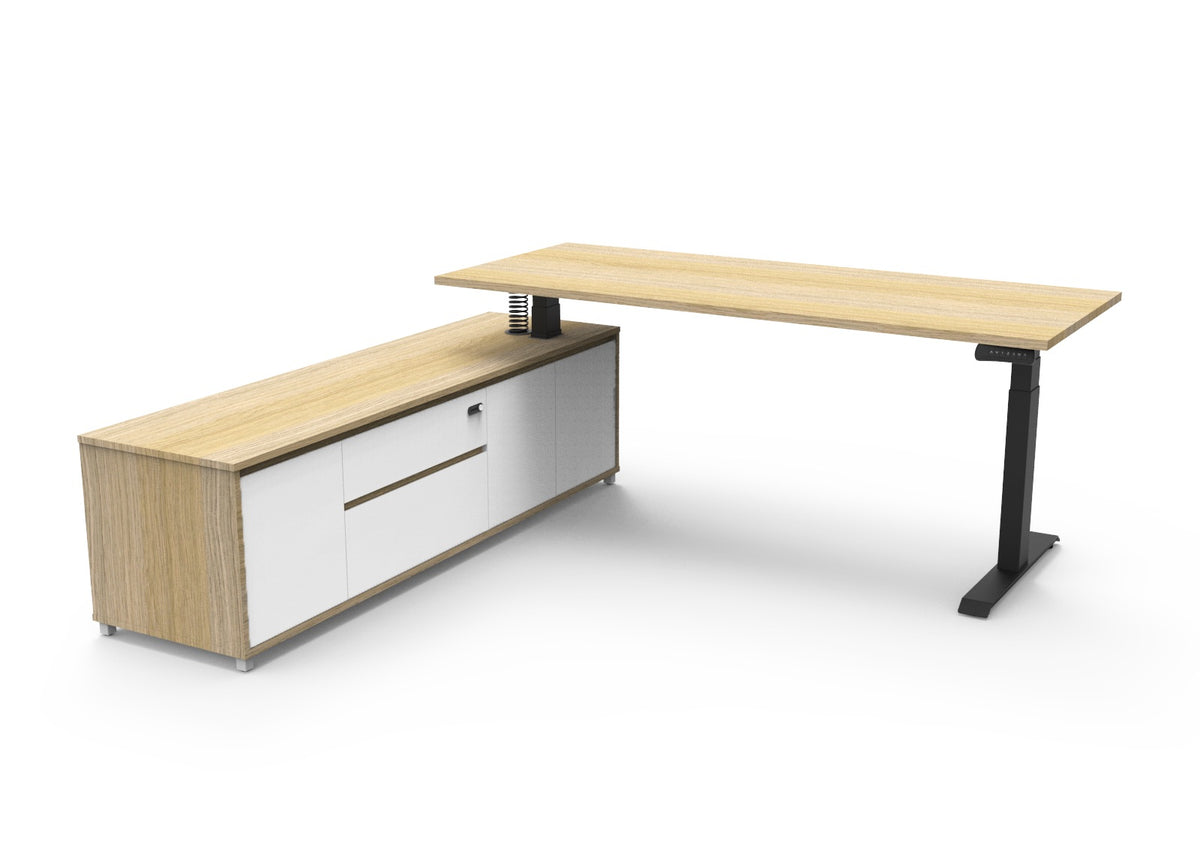 Boost+ Executive Height Adjustable Desk with Side Cabinet