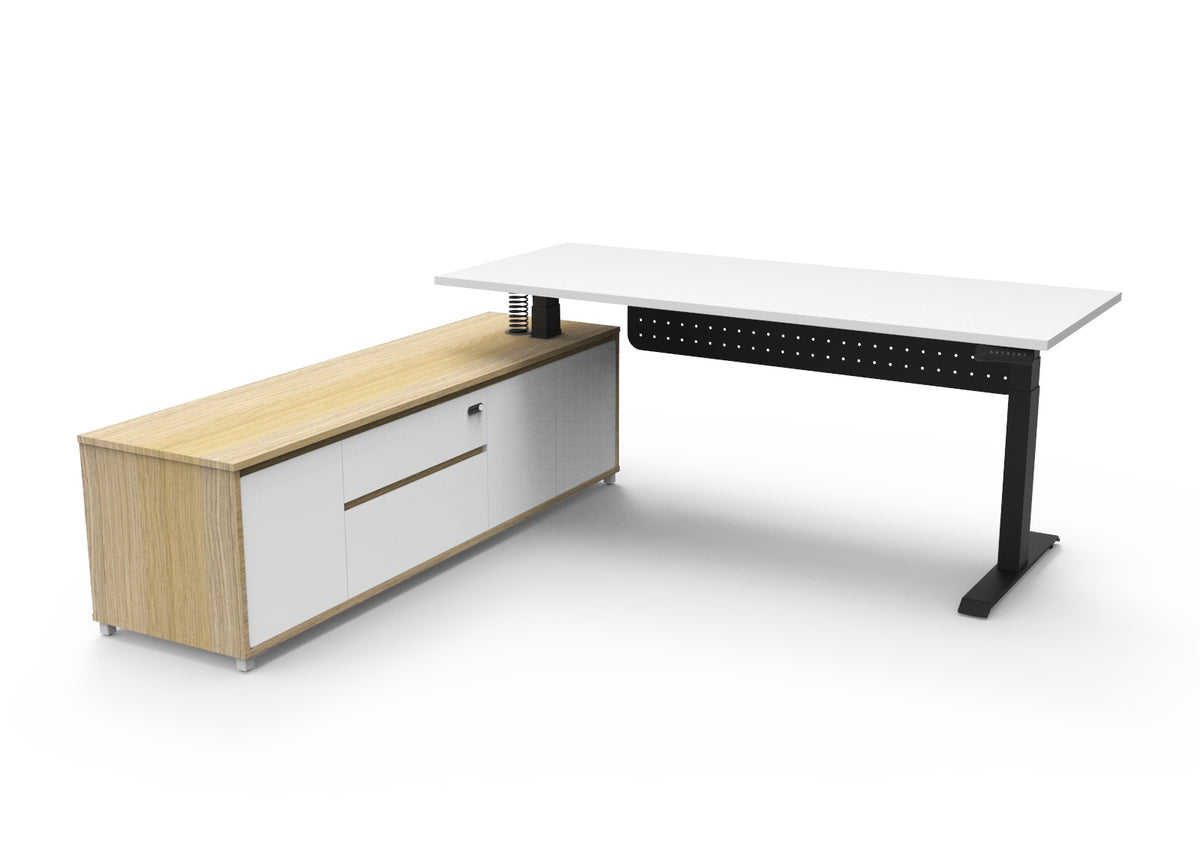 Boost+ Executive Height Adjustable Desk with Side Cabinet - configuration image
