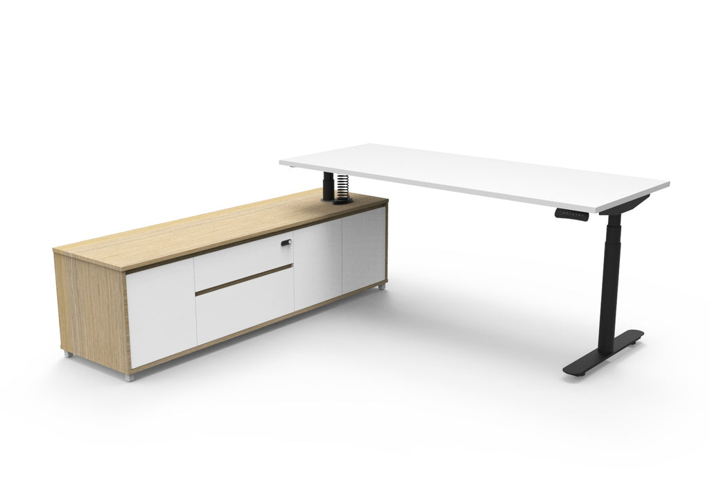 Halo+ Executive Height Adjustable Desk with Side Cabinet - configuration image