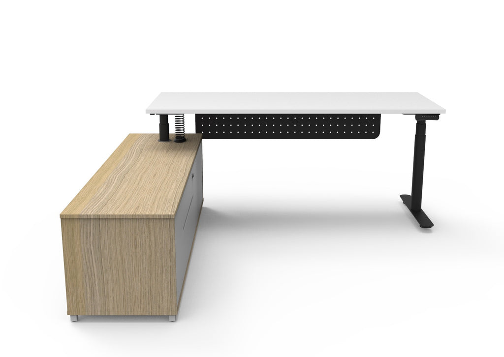 Halo+ Executive Height Adjustable Desk with Side Cabinet - configuration image