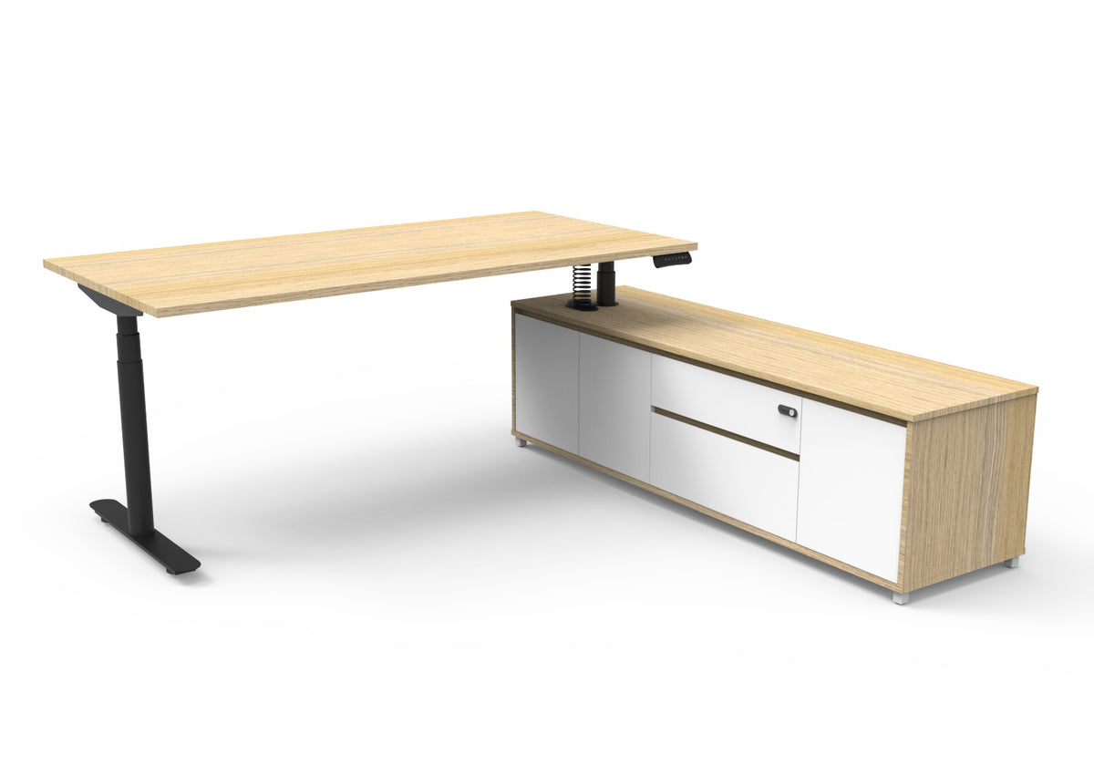 Halo+ Executive Height Adjustable Desk with Side Cabinet - configuration image
