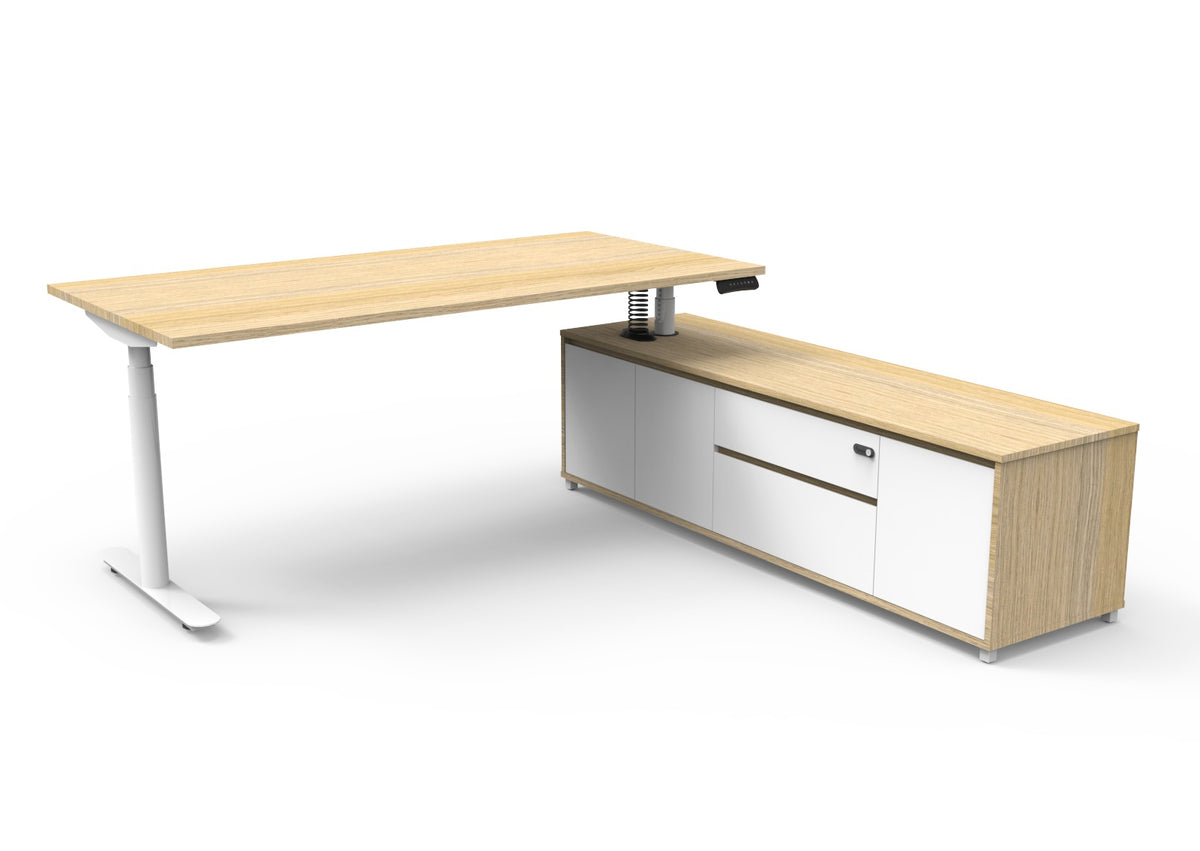 Halo+ Executive Height Adjustable Desk with Side Cabinet - configuration image