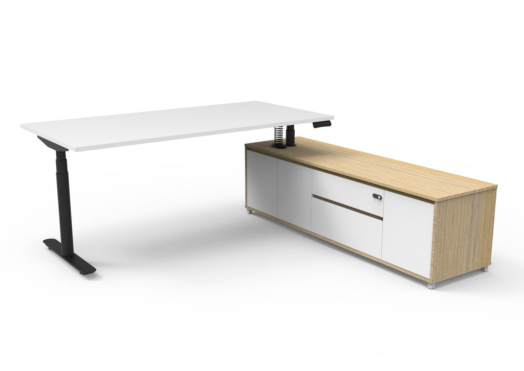 Halo+ Executive Height Adjustable Desk with Side Cabinet - configuration image
