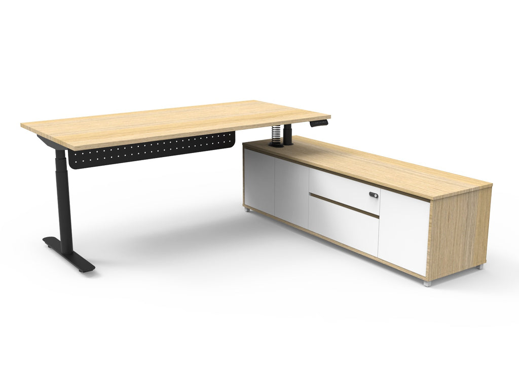 Halo+ Executive Height Adjustable Desk with Side Cabinet - configuration image