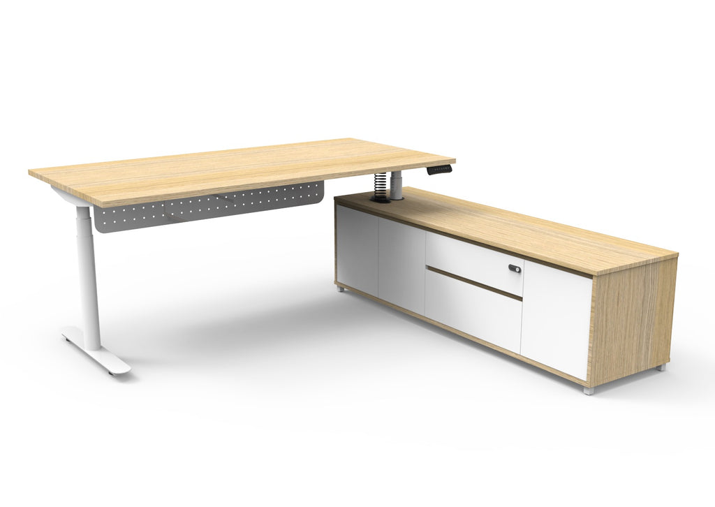 Halo+ Executive Height Adjustable Desk with Side Cabinet - configuration image