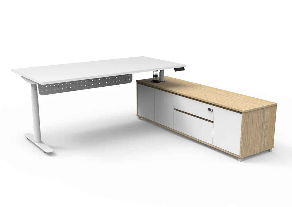 Halo+ Executive Height Adjustable Desk with Side Cabinet - configuration image