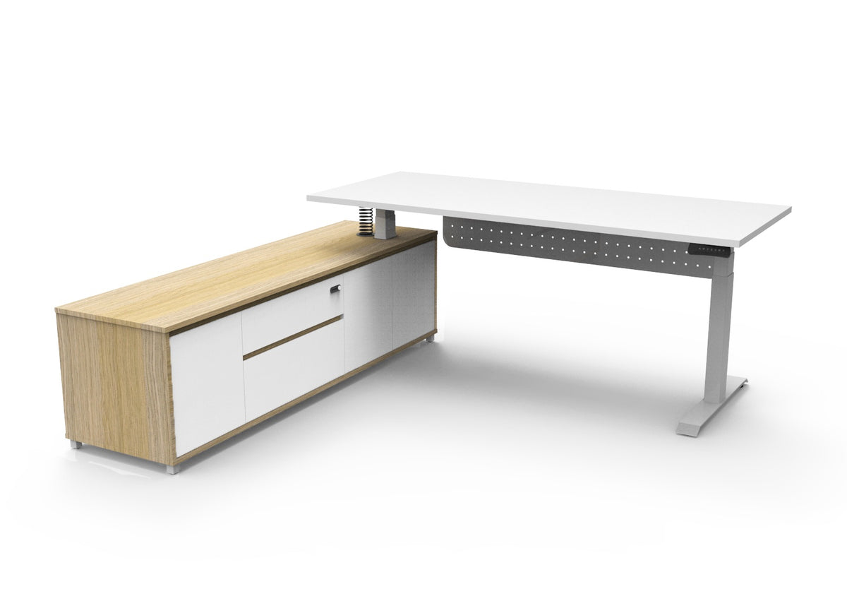 Boost+ Executive Height Adjustable Desk with Side Cabinet - configuration image
