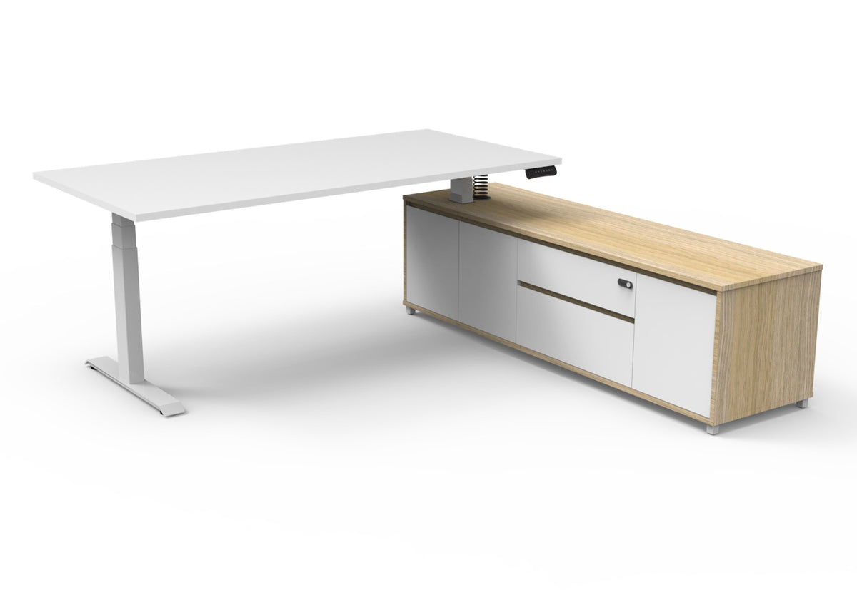 Boost+ Executive Height Adjustable Desk with Side Cabinet - configuration image