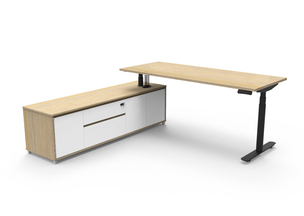 Halo+ Executive Height Adjustable Desk with Side Cabinet - configuration image