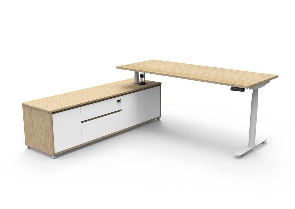 Halo+ Executive Height Adjustable Desk with Side Cabinet - configuration image
