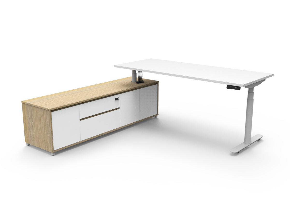 Halo+ Executive Height Adjustable Desk with Side Cabinet - configuration image