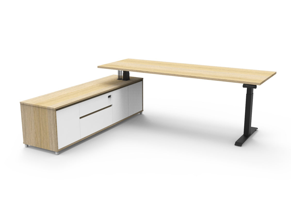 Boost+ Executive Height Adjustable Desk with Side Cabinet - configuration image