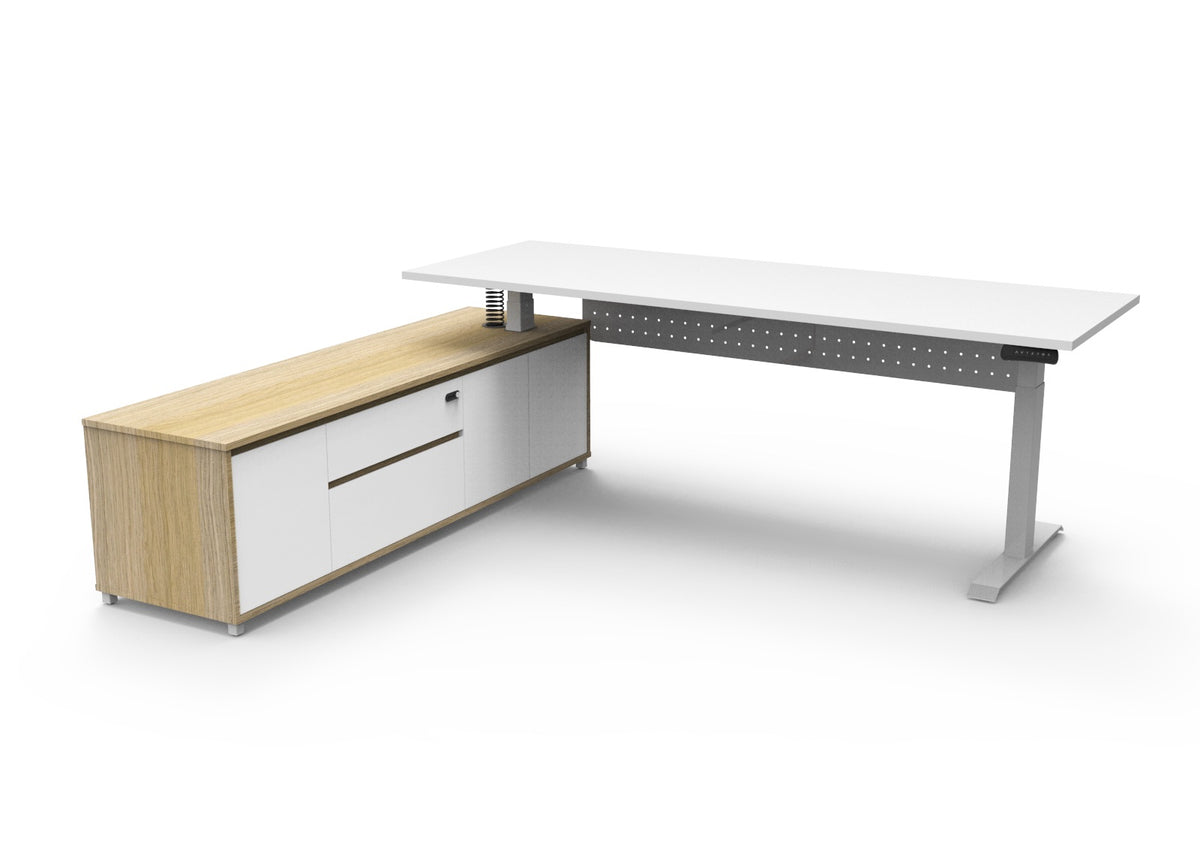Boost+ Executive Height Adjustable Desk with Side Cabinet - configuration image