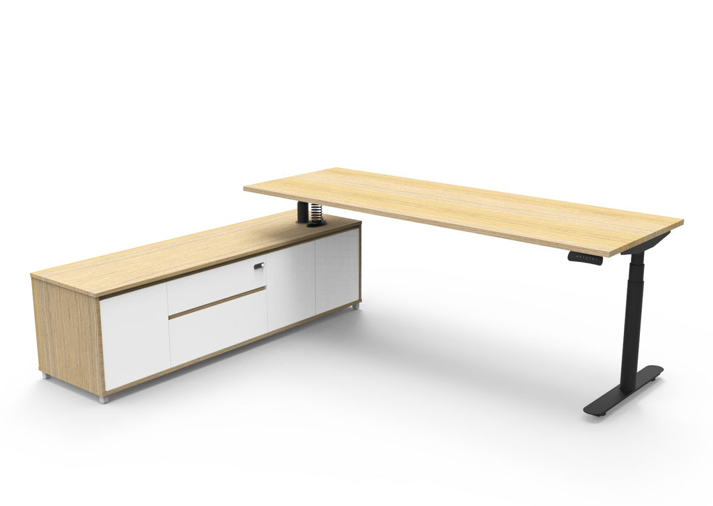 Halo+ Executive Height Adjustable Desk with Side Cabinet - configuration image