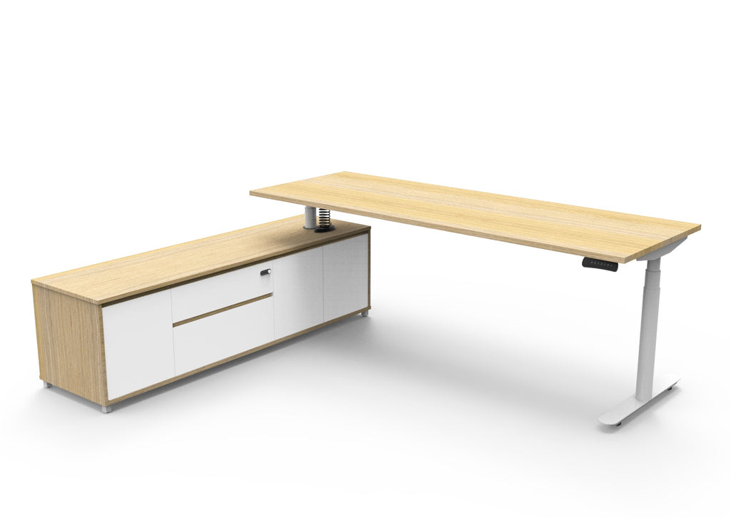 Halo+ Executive Height Adjustable Desk with Side Cabinet - configuration image