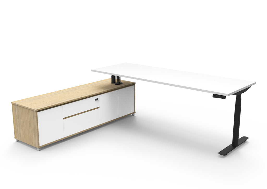 Halo+ Executive Height Adjustable Desk with Side Cabinet - configuration image