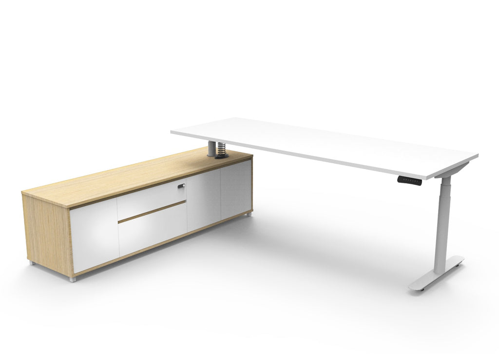 Halo+ Executive Height Adjustable Desk with Side Cabinet - configuration image