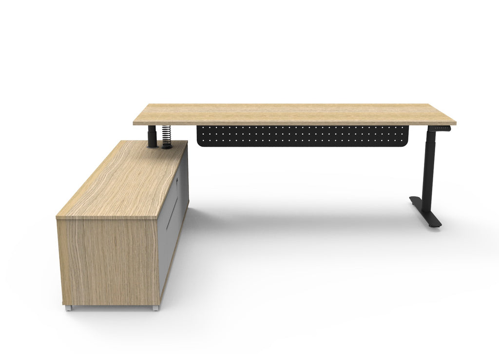 Halo+ Executive Height Adjustable Desk with Side Cabinet - configuration image