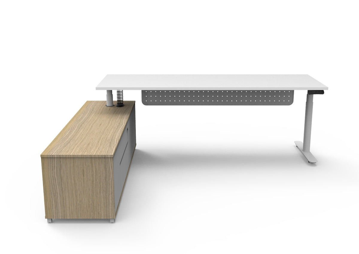 Halo+ Executive Height Adjustable Desk with Side Cabinet - configuration image