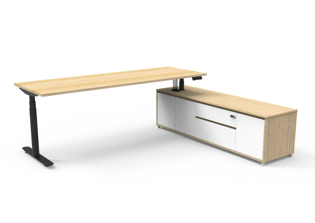 Halo+ Executive Height Adjustable Desk with Side Cabinet - configuration image