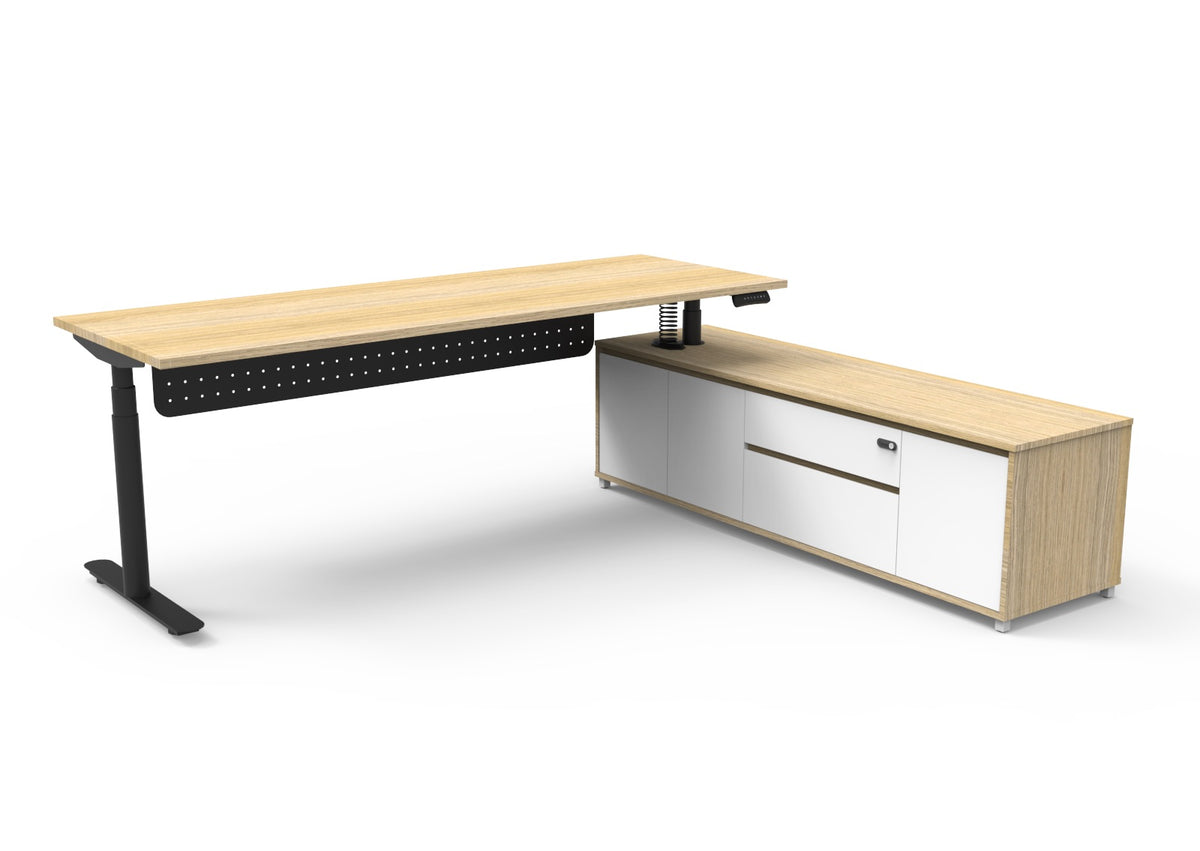 Halo+ Executive Height Adjustable Desk with Side Cabinet - configuration image